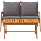Bistro set s jastukom 2 pcs Prirodna nafta Čvrsto drvo akacije | shoptok.hr