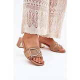 Boto Ladies Heels With Decorative Detail Dark Beige Julinemi | Shoptok.si