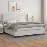 Maison Chic Box spring postelja - Vzmetna postelja z vzmetnico bela 200x200 cm umetno usnje SL21075, (21890653) | Shoptok.si
