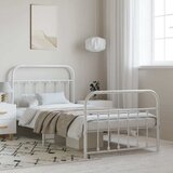  Metalni okvir kreveta uzglavlje i podnožje bijeli 100x190 cm | Eponuda.com