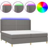  box spring s madracem LED tamnosivi 200x200 cm tkanina | shoptok.hr