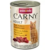 Varčno pakiranje Carny Adult 12 x 400 g - Govedina, piščanec & račja srca