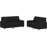 Maison Chic Sedežna garnitura - kavč z vzglavniki 2-delna črno blago, (21728446) | Shoptok.si