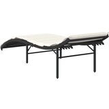  Ležaljka za sunčanje s jastukom crna 55 x 199 x 50 cm poliratan | shoptok.hr