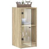 vidaXL Stranska omarica s steklenimi vrati sonoma hrast 35x37x75,5 cm | Shoptok.si