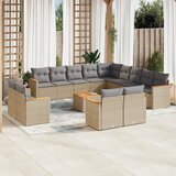 Maison Chic Seti vrtnega pohištva - Vrtna garnitura - Vrtni pohištvo set 14-delna z blazinami bež poli ratan, (21809211) | Shoptok.si