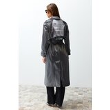 Trendyol Anthracite Oversize Wide Cut Belted Trench Coat | shoptok.hr