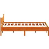 vidaXL Posteljni okvir z vzglavjem voščeno rjava 160x200 cm borovina | Shoptok.si