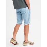 Ombre Men's short denim shorts with decorative stitching - light blue | shoptok.hr
