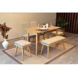 Hanah home vina mini 03 1005 oak cream produžni set trpezarijskih stolova i stolica (6 komada)) | ePonuda.com