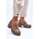 Boto Women's Leather Half Boots On Heel Dark Beige Dunadia | shoptok.hr