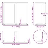  Noge za blagovaonski stol T-oblika 2 kom Bijele 70x35x(72-73) cm Čelik | shoptok.hr