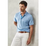 ALTINYILDIZ CLASSICS Men's Blue Comfort Fit Comfort Fit Polo Neck Patterned Casual T-Shirt