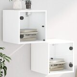  Noćni ormarići sa staklenim vratima 2 kom bijeli 35x37x35 cm | shoptok.hr