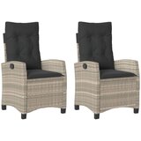  The Living Store Nastavljivi vrtni stoli 2 kosa z blazinami svetlo siv PE ratan - Vrtni Naslanjač, (21451901) | Shoptok.si