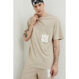 Hugo Bombažna kratka majica bež barva | Shoptok.si