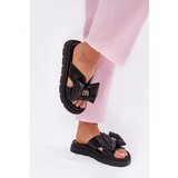 CheBello Ladies leather sandals on platform with bow 4647 black | ePonuda.com