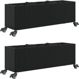  Vrtne sadilice s kotačima 2 kom crna 107x32x38 cm poliratan | shoptok.hr