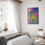  Slika - Colorful Tiger - Intense Colors of a Tiger Surrounded by Tropical Plants 80x120 U crnom drvenom okviru | shoptok.hr
