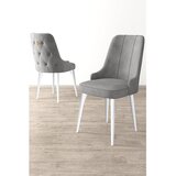 Hanah home set trpezarijskih stolica Newa 8 kom, siva tkanina Babyface, bele metalne noge | Eponuda.com