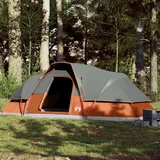 vidaXL Družinski šotor za 9 oseb siv in oranžen vodoodporen