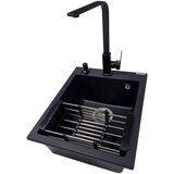  Set sudopera sa slavinom i sifonom vesta mat crna + elegance black slavina + crni ugradni dozer + oceđivač | ePonuda.com