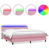  s oprugama i madracem LED ružičasti 180x210 cm baršunasti | shoptok.hr