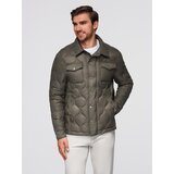 Ombre Men's quilted jacket in shirt cut - khaki | ePonuda.com