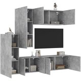 vidaXL 5-dijelni zidni TV elementi svjetlima boja betona drveni | shoptok.hr