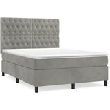 The Living Store Box spring postelja z vzmetnico svetlo siva 140x200 cm žamet - Box Spring Postelja, (21493000) | Shoptok.si