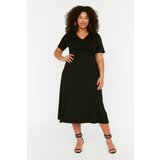 Trendyol Curve Black V Neck Pleated Knitted Dress | ePonuda.com