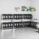 vidaXL Stojalo za pnevmatike 2-nadstropno 4 kosi srebrno 110x40x110 cm | Shoptok.si