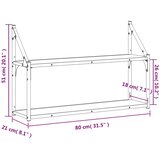  Zidna polica s 2 razine dimljenog hrasta 80x21x51 cm drvena | shoptok.hr