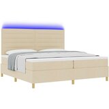  Krevet s podnicom s madracem i LED svjetlom krem 200x200 cm tkanina | shoptok.hr