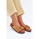Boto Women's Cork Sole Slippers With Bow Camel Seressa | Shoptok.si