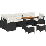 vidaXL 10-dijelni set vrtnih sofa s jastučićima crnoi poli ratan akacije, 2-sjedna vrtna sofa s pohranom i jastučićima crni poli ratan, 3-dijelni set vrtne blagovaonice s jastučićima crni poli ratan akacija Cijene