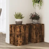 vidaXL Stojalo za rastline 2 kosa dimljeni hrast 25x25x35 cm inž. les