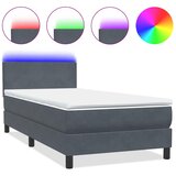 Box Spring krevet s madracem i LED tamno sivi 80x210 cm baršun | shoptok.hr