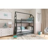 Drveni dečiji krevet na sprat dalia sa tri kreveta i fiokom - grafit- 160/180*80 cm Cene