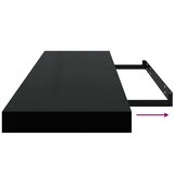  Plutajuća zidna polica visoki sjaj crna 80 x 23,5 x 3,8 cm MDF | shoptok.hr
