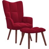  The Living Store Stol za sproščanje s stolčkom vinsko rdeč žamet - Stol Za Sproščanje, (21444551) Cene