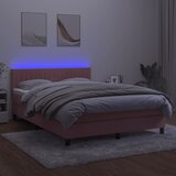  box spring s madracem LED ružičasti 140x200cm baršunasti | shoptok.hr