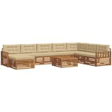  Set vanjskih sofa 9 kom. Prirodna i bež Čvrsto drvo akacije | shoptok.hr