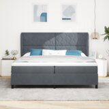  Postelja s pomičnim dnom in vzmetnico Temno siva 200x200 cm Žamet, (22050146) | Shoptok.si