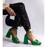 Gemre Green satin block heel sandals Saucedo | ePonuda.com