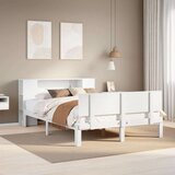 vidaXL Krevet s regalom z knjige bez madraca bijeli 135x190cm borovina | shoptok.hr