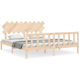 The Living Store Posteljni okvir z vzglavjem trden les - Posteljni Okvir, (21523475) | Shoptok.si