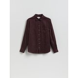 Reserved Lanena regular fit košulja - smeđi | shoptok.hr