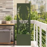 vidaXL Vrtno korito z dekorativno ploščo Olivno zelena 50 x 140 cm | Shoptok.si