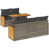  6-dijelni set vrtnih sofa poliratan i bagrem s jastucima sivi | shoptok.hr